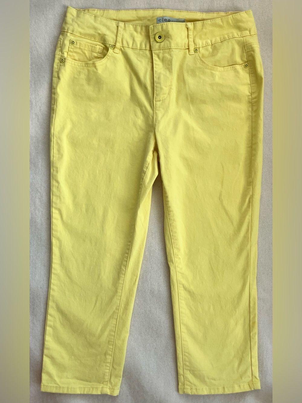 Cleo Petites Straight Leg Cropped Jeans - 10 - Lemon Yellow 97% Cotton3% Spande